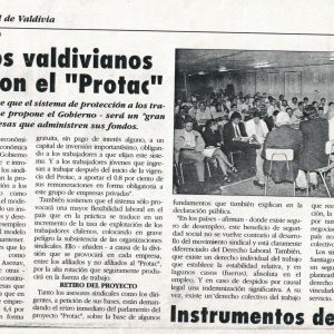 “Sindicatos valdivianos rechazaron en ‘Protac'” [1997]